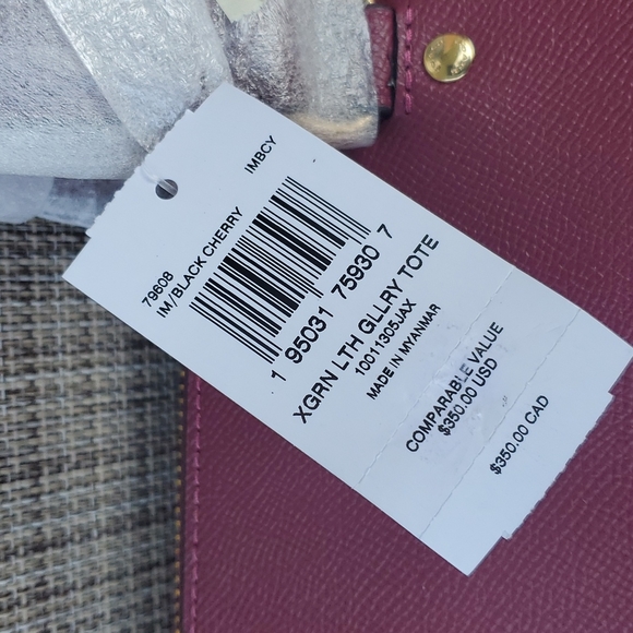 NWT Coach Large Burgundy Crossgrain Leather Gallery Tote - Picture 3 of 10